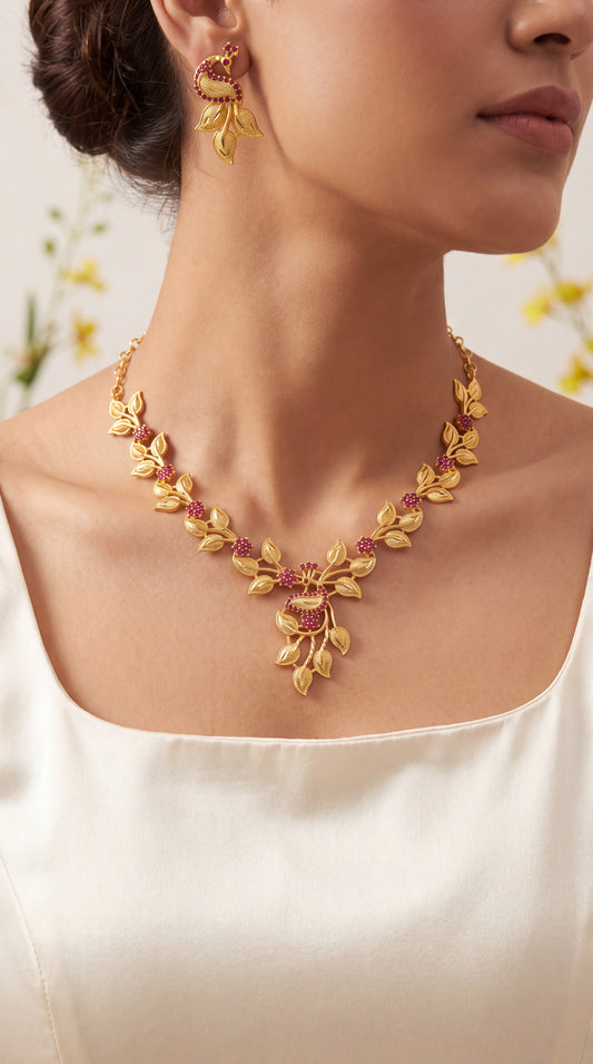Ruby Vine Necklace Set
