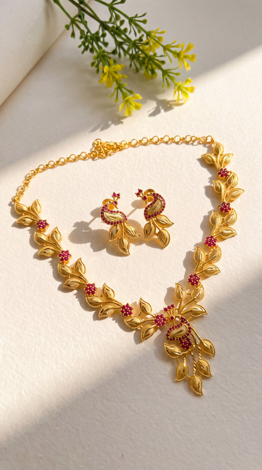 Ruby Vine Necklace Set