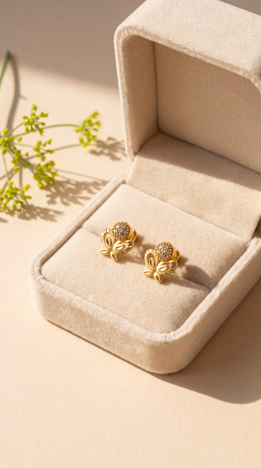 Petal CZ Stud Earrings