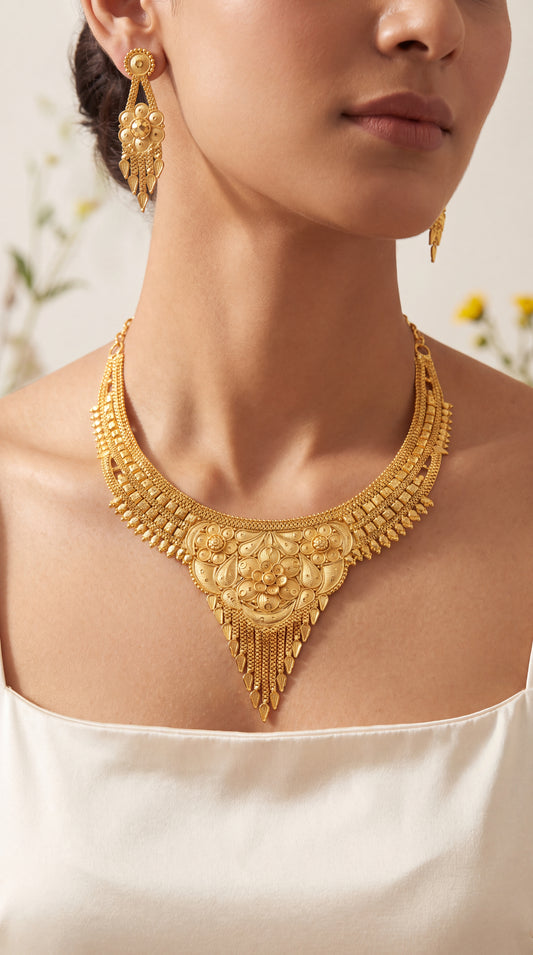 Floral Fringe Necklace Set