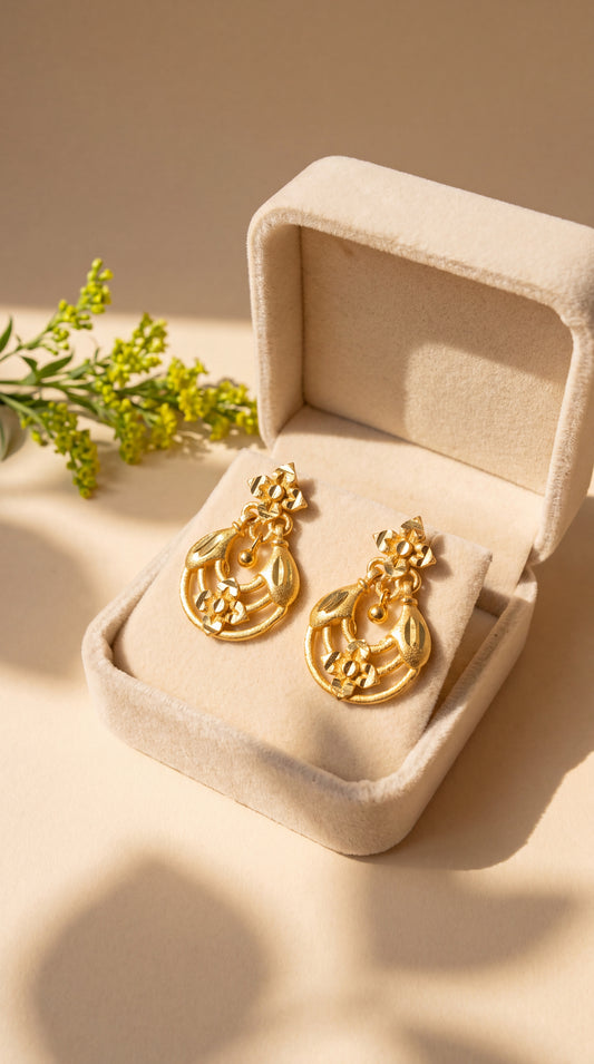 Circle Frame Drop Earrings